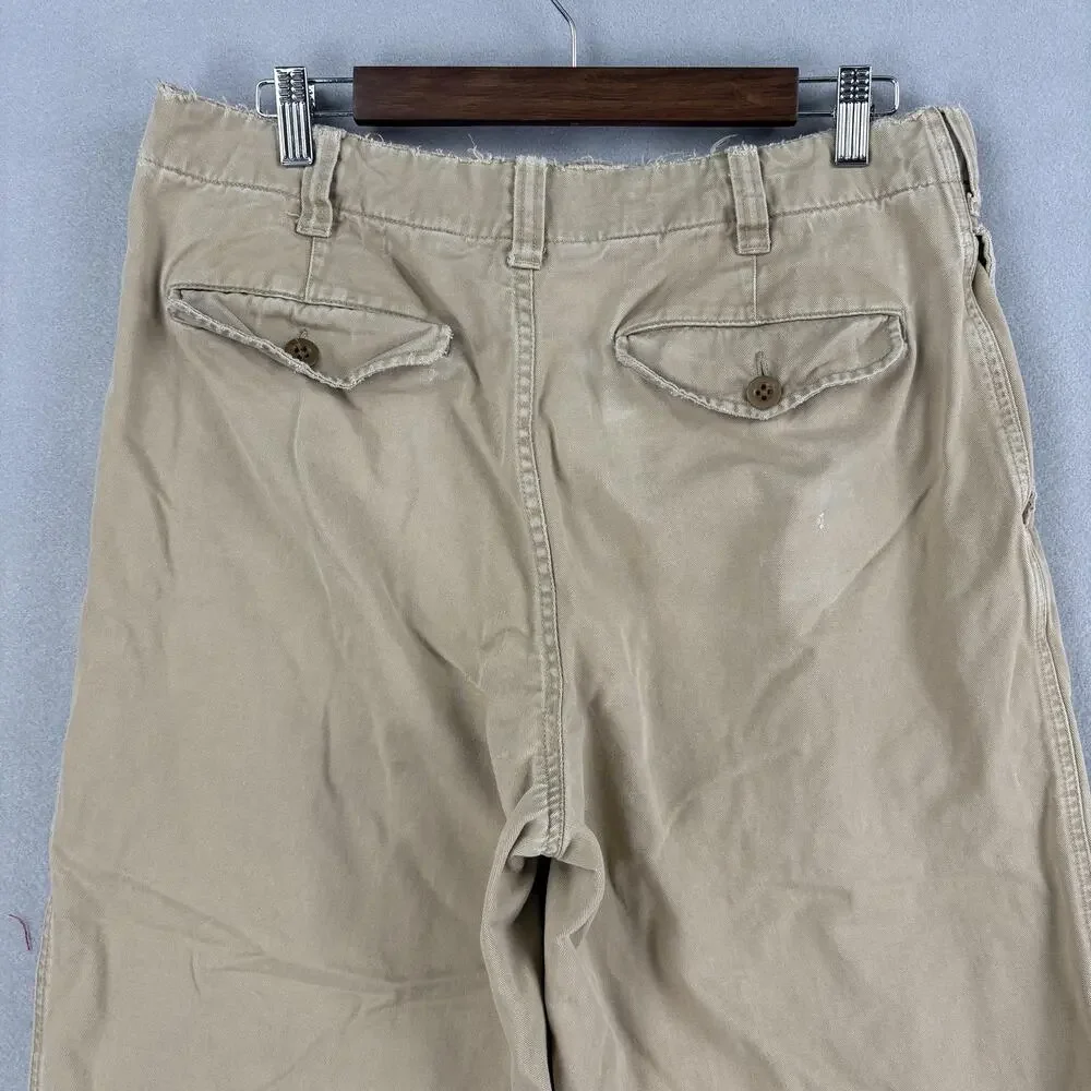 Vintage Abercrombie Fitch Pants Mens 32x27 Beige Canvas Relaxed Straight Chino